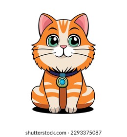 Cute Red Cat on White Background. Cartoon Style. Vector