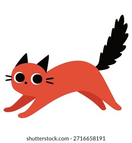 Lindo gato rojo corriendo animal doméstico de color plano diseño de Plantilla de Ilustración vectorial