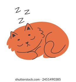 Cute red cat sleeping.Simple flat vector cartoon illustration