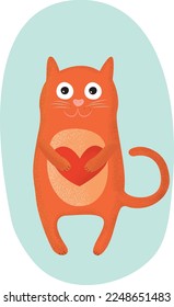Cute red cat. Valentine's Day.
High quality vector illustration.