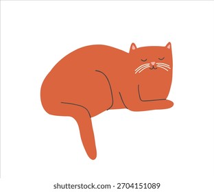 Süße rote Katzen Cartoon flache Illustration. Kinder, flache Vektorgrafik einzeln auf weißem Hintergrund