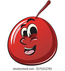 Cute red cherry fruit vektor illustration mascot character, work of hand drawn