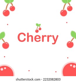 cute red cherry isolated on a white background for vitamin or textile products