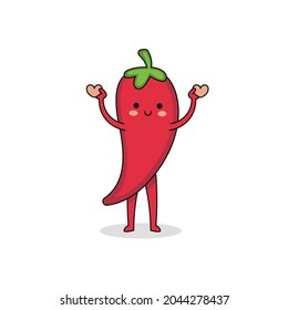 Cute red chili cartoon character spreading love