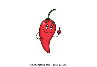 Cute red Chili Smiling. Vector Illustration . Isolated on a white background.
