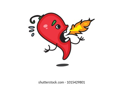 Cute red Chili . Vector Illustration . Isolated on a white background.