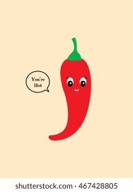 cute red chili you are hot fun card