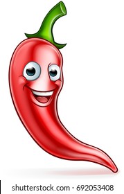 A cute red chilli pepper cartoon character mascot