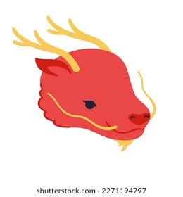 Cute red chinese dragon vector character isolated on white background