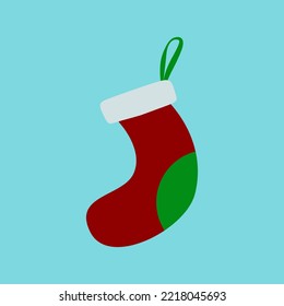 cute red christmas sock design illustration isolated on background