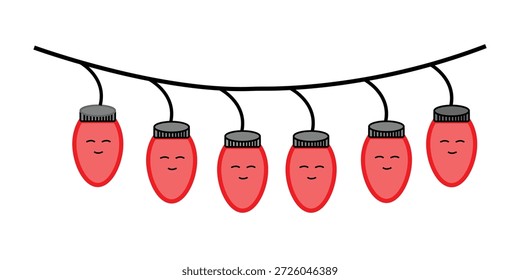 Cute Red Christmas String Lights Illustration