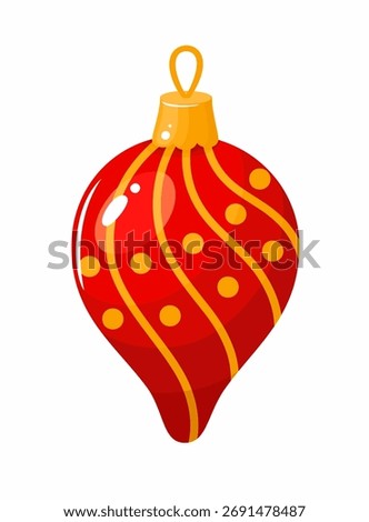 Cute red Christmas toy. Flat vector illustration.