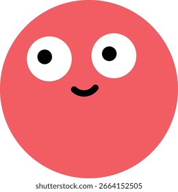 ein süßes rotes Kreissymbol mit einem Zeichengesicht