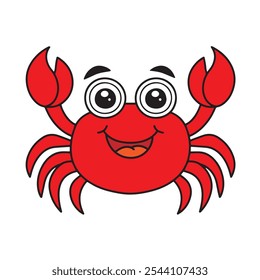 Cute red crab cartoon coloring page illustration vector. For kids coloring book.