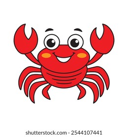 Cute red crab cartoon coloring page illustration vector. For kids coloring book.