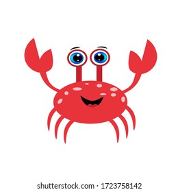 Cute red crab cartoon illustration  . sea world  character vector .