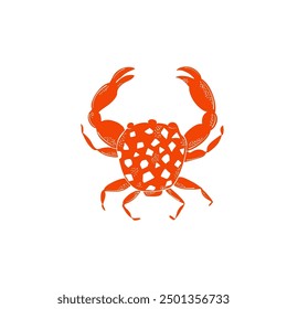 Cute red crab. Hand drawn  elements. Sea animals. Vector doodle cartoon set of marine life objects for your design.