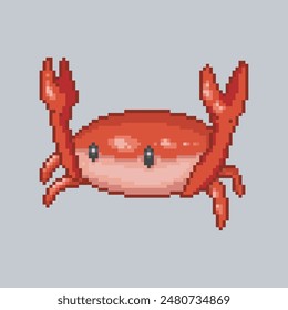 Cute red crab, pixel art animal
