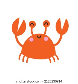 Cute red crab. Vector childish illustration