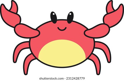 Cute Red Crab Vector Illustration