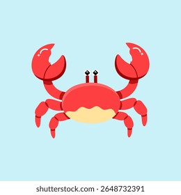 Cute red crab vector illustration. Animal in flat design