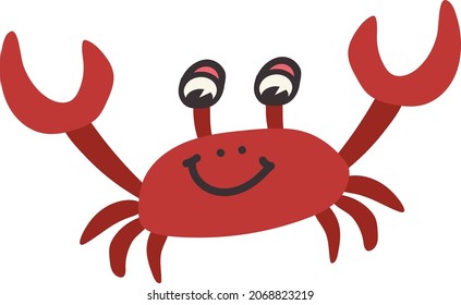 Cute Red Crustacean Crab, vector illustration in cartoon style