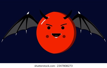 Cute Red Demon Icon with bat wings For Hallowen days  and Hallowen Give Card