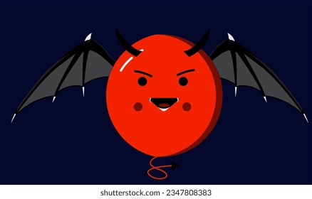 Cute Red Demon Icon with bat wings For Hallowen days  and Hallowen Give Card