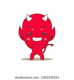 Cute red devil Cartoon Character. Halloween and monster Concept design. Isolated Flat Cartoon Style. Vector art illustration