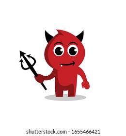 Cute red devil character logo. Red demons vector.