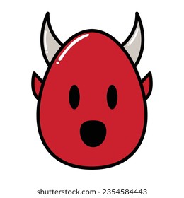 Cute red devil character logo. Red demons vector.