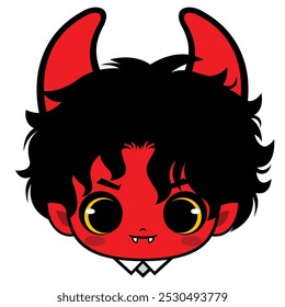 Cute Red Devil With Curly Hair