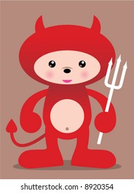 cute red devil vector manga illustration - easy to edit!