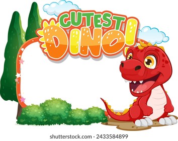 Cute red dinosaur with a playful, cheerful expression.