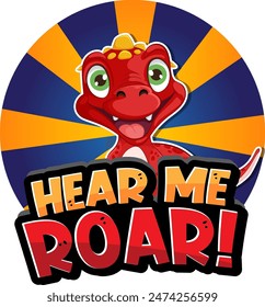 Cute red dinosaur with a playful expression