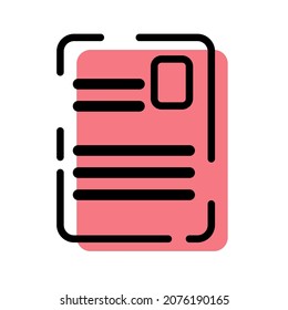 Cute Red Document Notes Icon Cartoonist Flat Design For App Label Vector Illustration