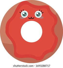 Cute red donut, illustration, vector on white background
