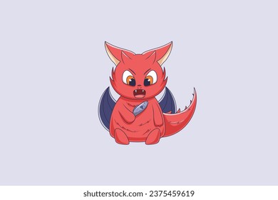 Cute Red Dragon Character Design Illustration