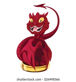 Cute red dragon on a gold ring