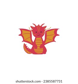 Cute red dragon on white background