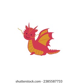 Cute red dragon on white background