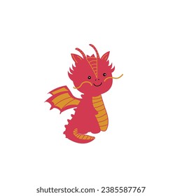 Cute red dragon on white background