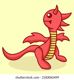 Cute red dragon Premium Vector Illustration