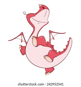 Cute red dragon vector illustration. Cartoon 