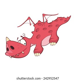 Cute red dragon vector illustration. Cartoon 