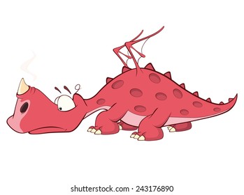 Cute red dragon vector illustration. Cartoon 
