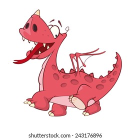 Cute red dragon vector illustration. Cartoon 