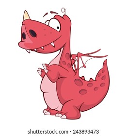 Cute red dragon vector illustration. Cartoon 
