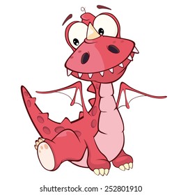 Cute Red Dragon Vector Illustration. Cartoon 