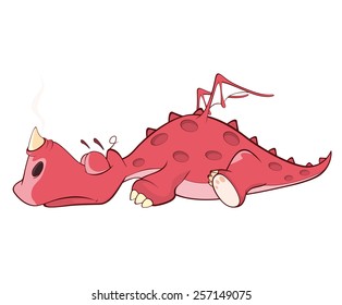 Cute red dragon vector illustration. Cartoon 